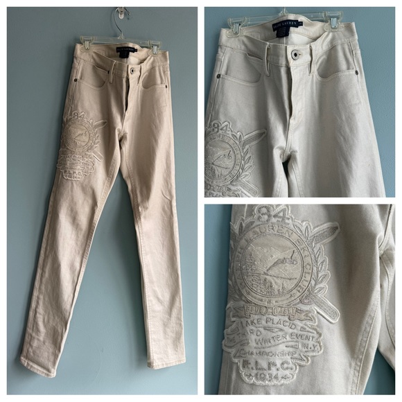 Ralph Lauren Blue Label Cream Jeans w/Lake Placid Patch/Appliqué Size 26 - Picture 1 of 9